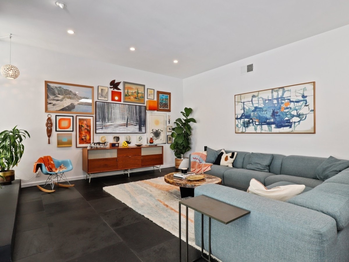 Colorful gallery wall