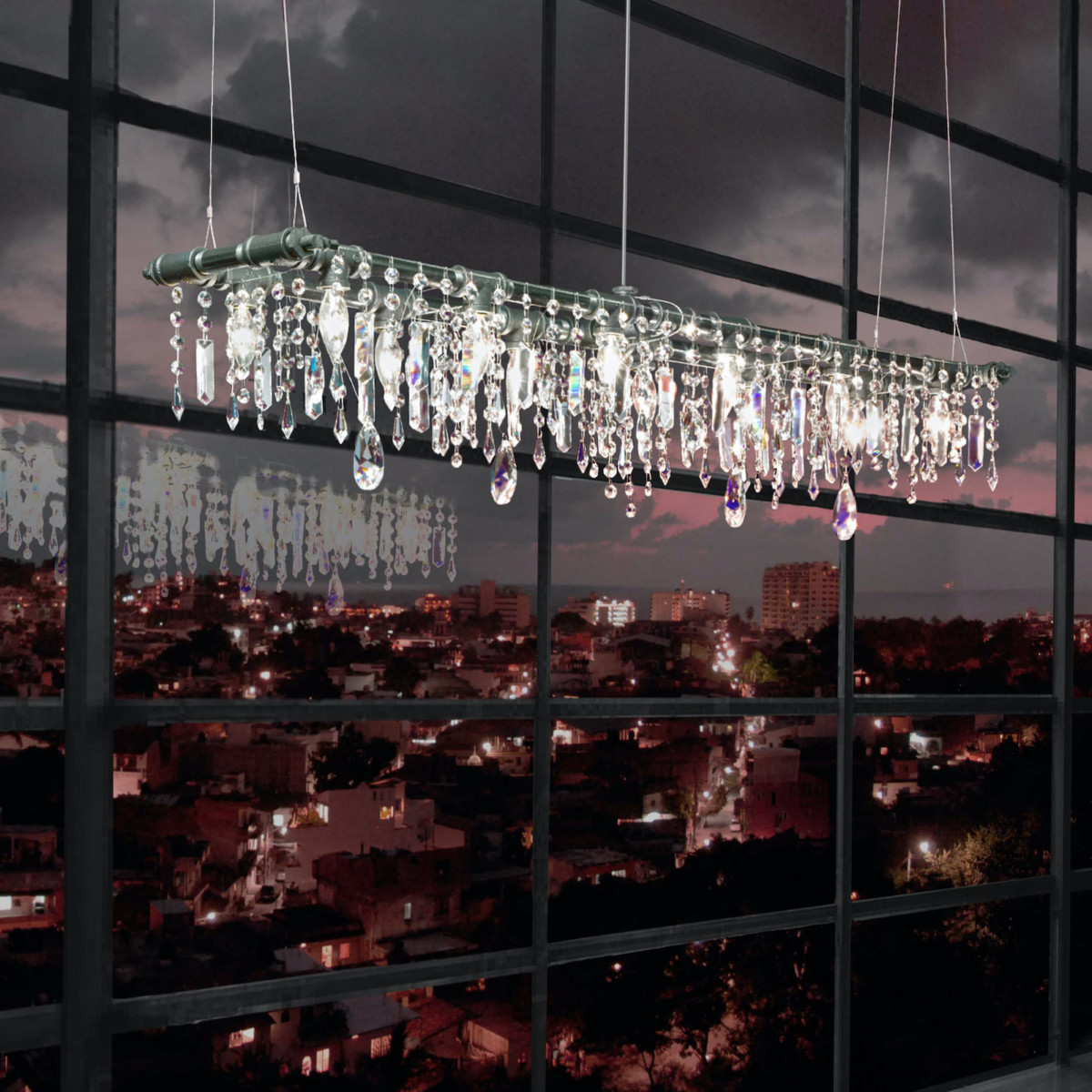 TR-5 - Ecommerce #1 - Tribeca Banqueting Linear Suspension Chandelier (12 Bulb, Rectangular)