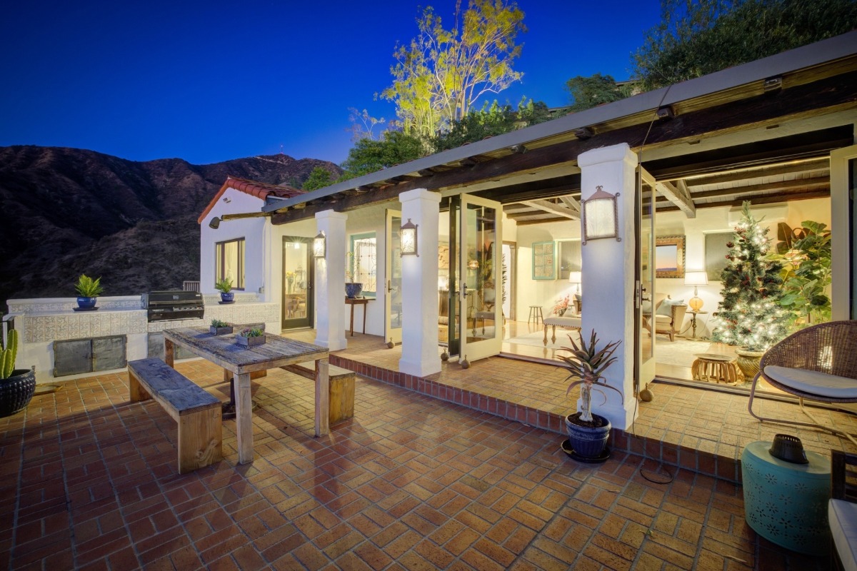 A Mediterranean style house at dusk 