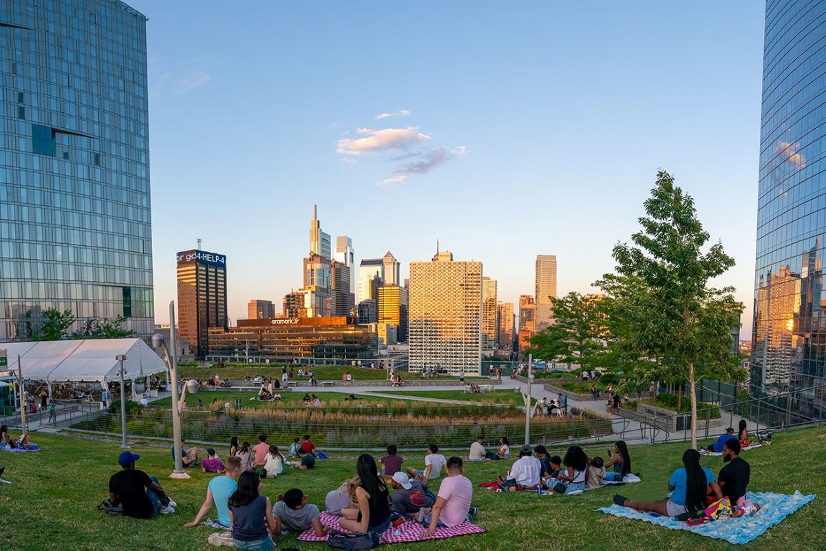 park in philadelphia at sunset