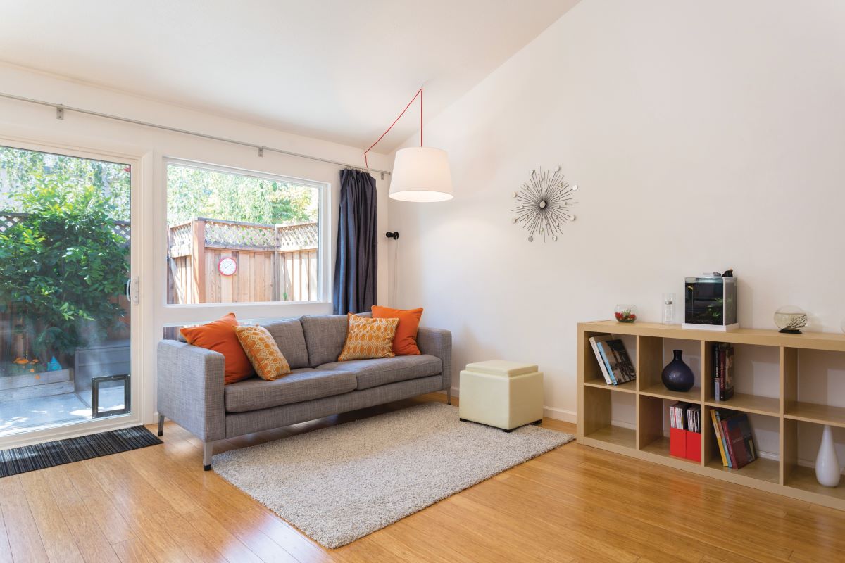 grey couch in a living room