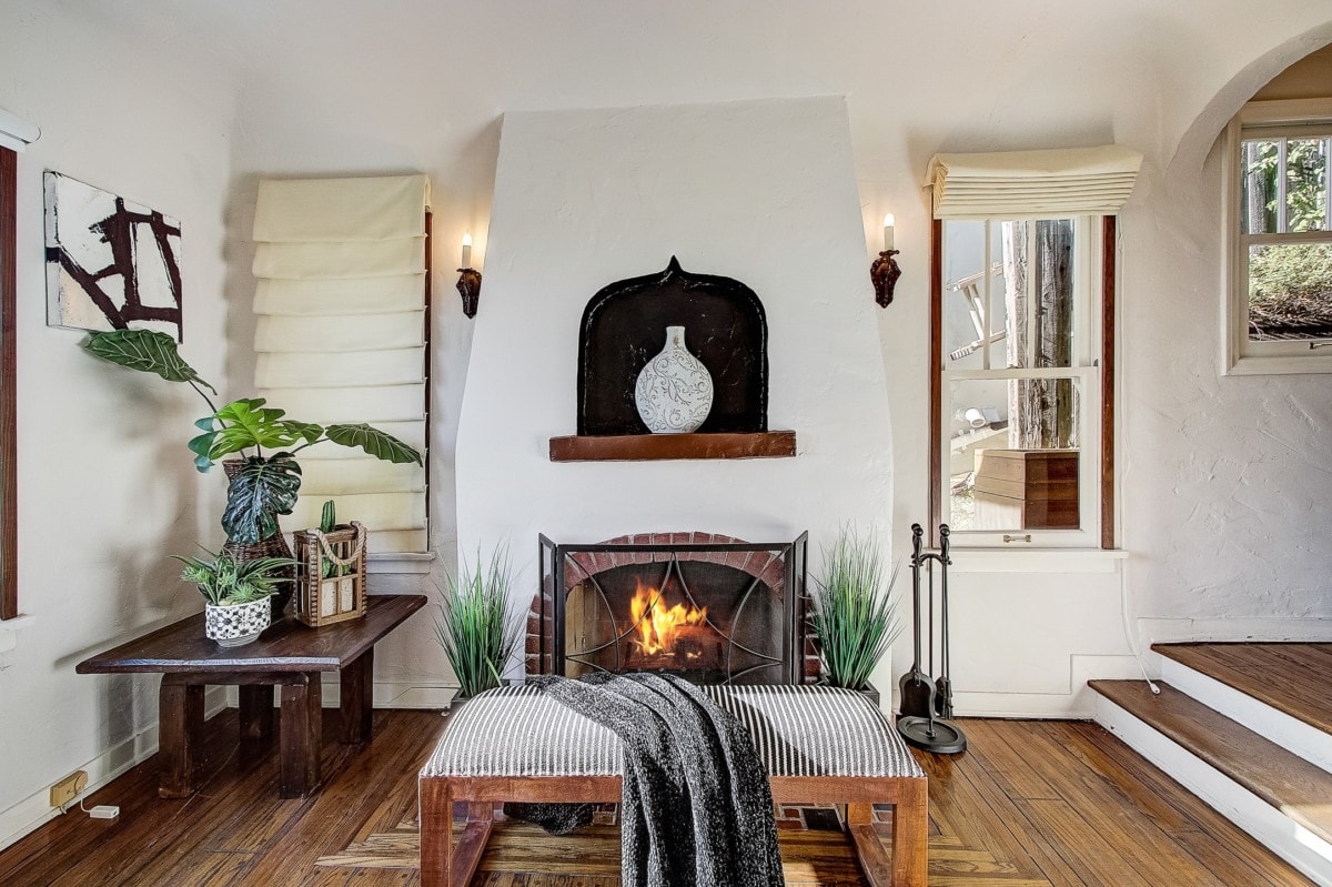 cozy fireplace area 