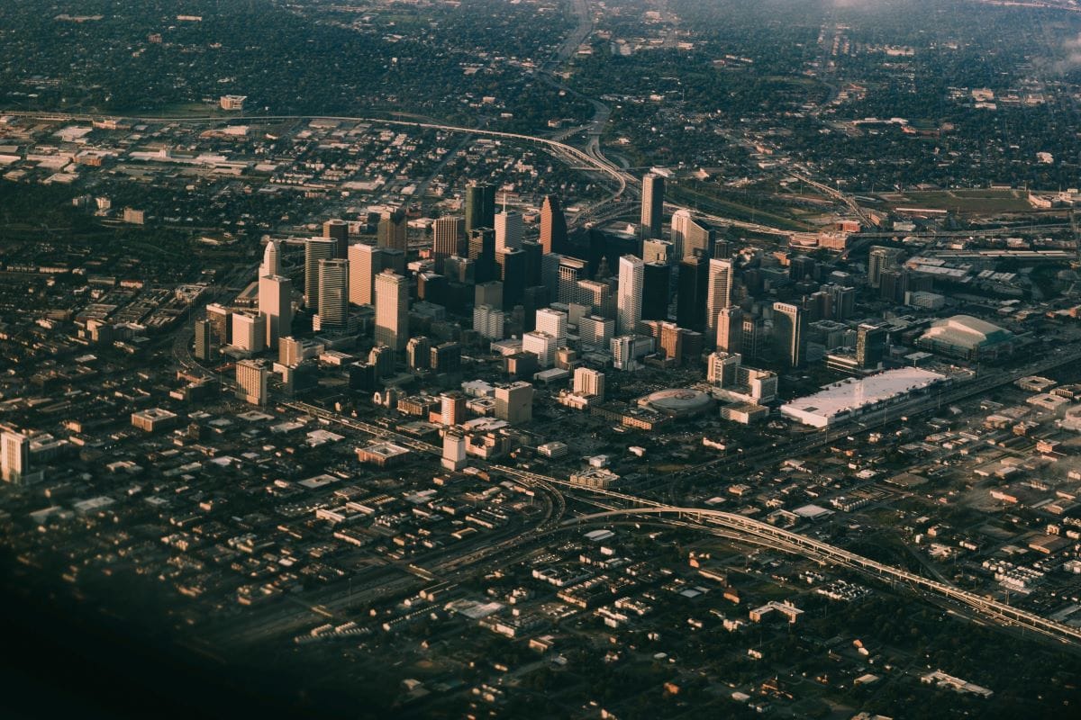 aerial view of houston
