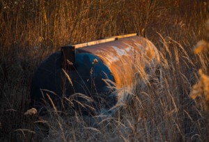 old rusted oil tank