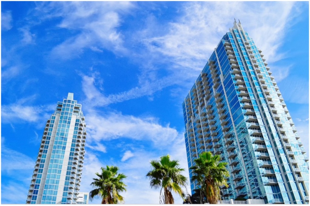 Condo with blue sky