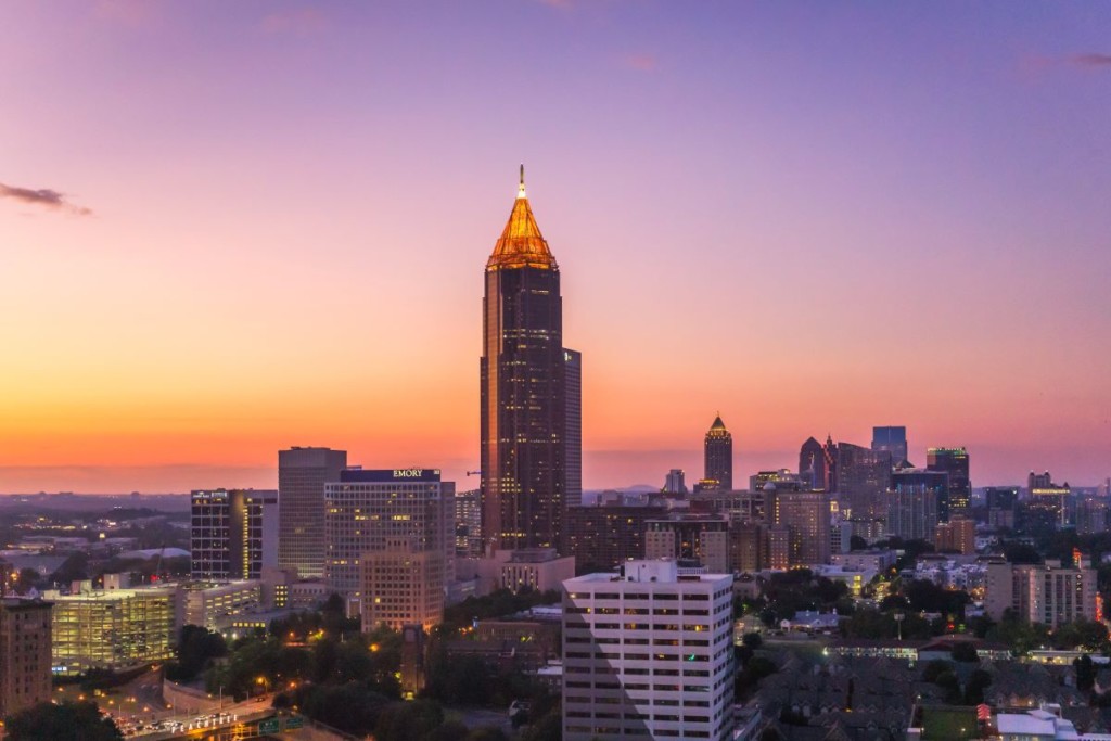 midtown atlanta at sunset