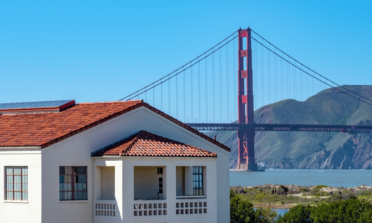 view of golden gate bridge from pacific heights neighborhood